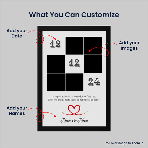 Personalized Anniversary Photo Frame | Gift For Couples | Date & Name Customization