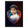 Customized Portrait Photo Frame with Colourful Heart | Custom Gift for Family & Friend | Stylish Memory Wall Decor