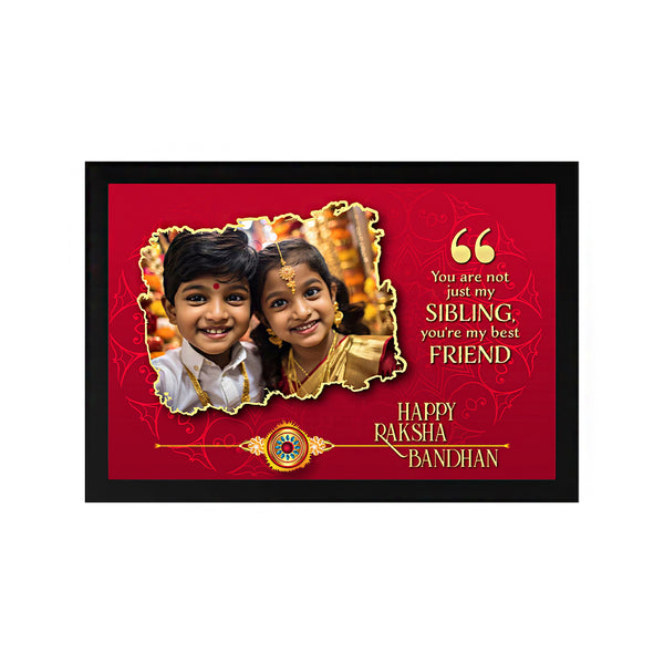 Personalized Raksha Bandhan Photo Frame for Siblings | Custom Gift for Brother & Sister | Red Festival-Themed Wall Decor