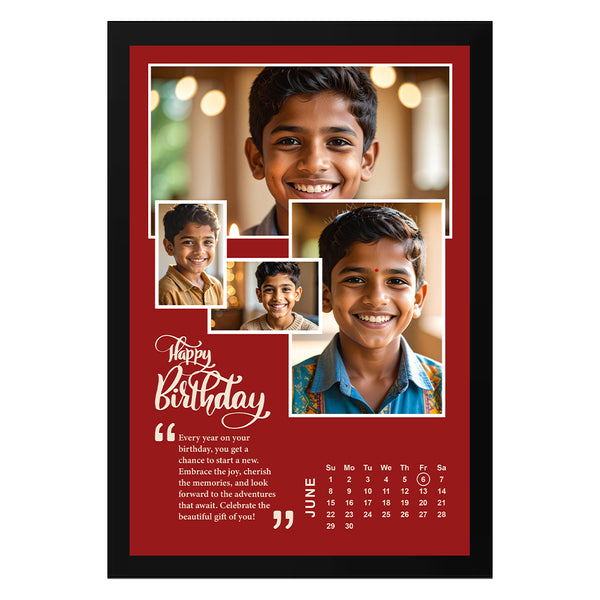 Personalized Happy Birthday Photo Frame | Custom Collage Frame with Calendar & Message | Unique Birthday Gift for Kids & Loved Ones