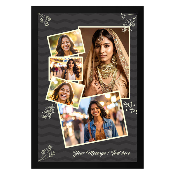 Personalized Collage Photo Frame | Custom 5-Photo Layout with Message Space | Elegant Gift for Weddings, Birthdays & Anniversaries