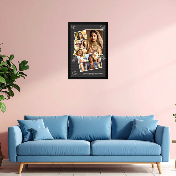 Personalized Collage Photo Frame | Custom 5-Photo Layout with Message Space | Elegant Gift for Weddings, Birthdays & Anniversaries