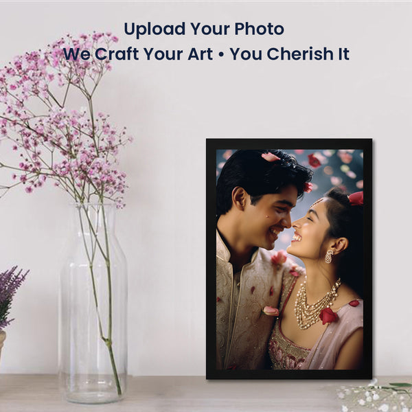 Personalized Wedding Couple Photo Frame with Custom Print | Romantic Bride & Groom Portrait Frame for Home Décor | Perfect Gift for Wedding, Anniversary & Special Celebrations