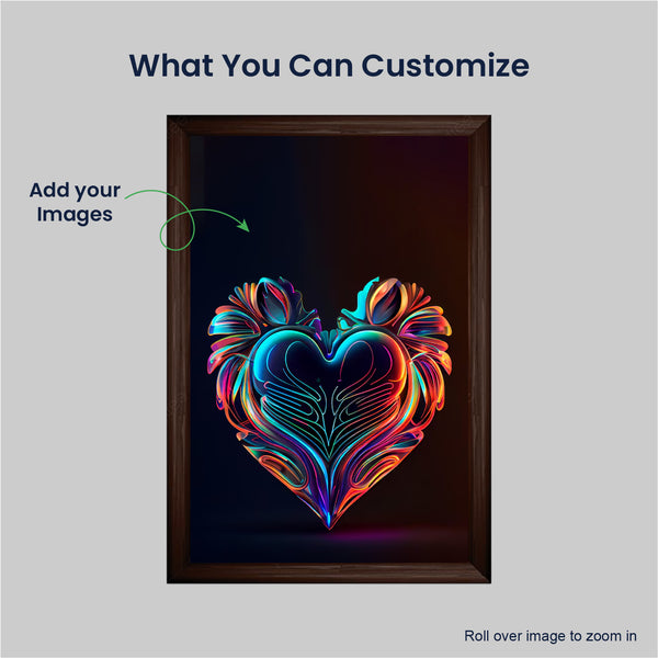 Customized Portrait Photo Frame with Colourful Heart | Custom Gift for Family & Friend | Stylish Memory Wall Decor
