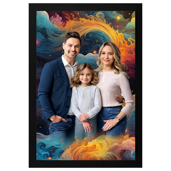 Customized Family Photo Frame | Personalized Portrait with Artistic Background | Home Decor, Anniversary & Gift