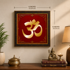 Golden Om Acrylic Photo Frame | Premium Hindu Spiritual Wall Decor | Red & Gold Om Symbol Frame for Home, Office & Pooja Room