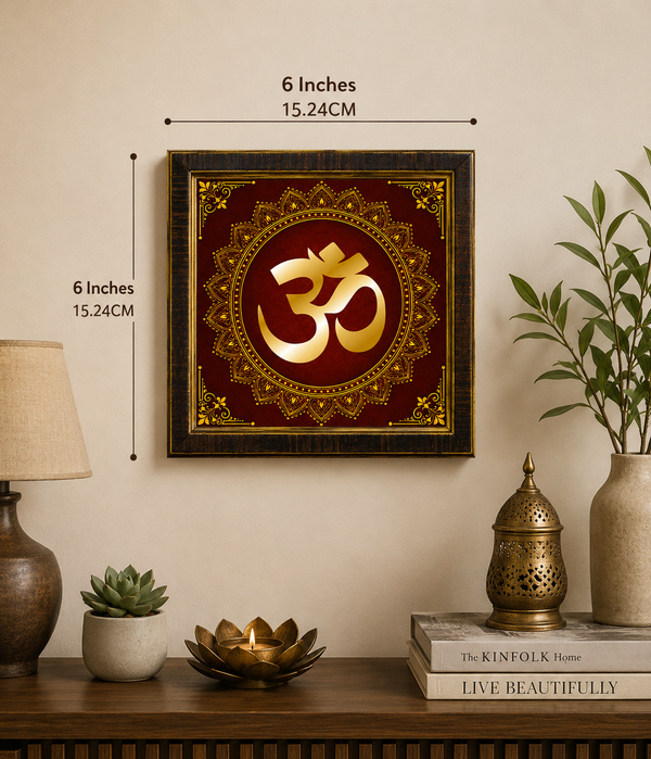 Golden Om Mandala Acrylic Photo Frame | Premium Hindu Spiritual Wall Decor | Sacred Om Wall Frame for Home, Office & Pooja Room