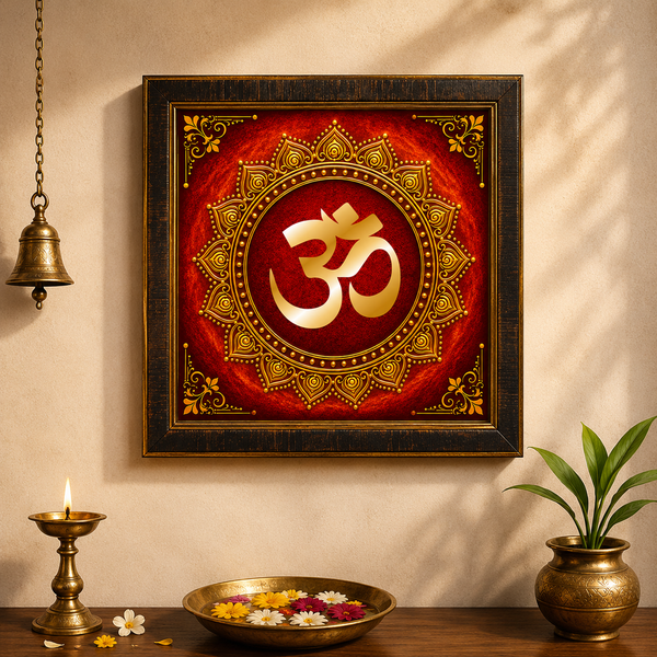 Om Mandala Acrylic Photo Frame | Premium Om Wall Decor | Spiritual Wall Frame for Home, Office & Pooja Room