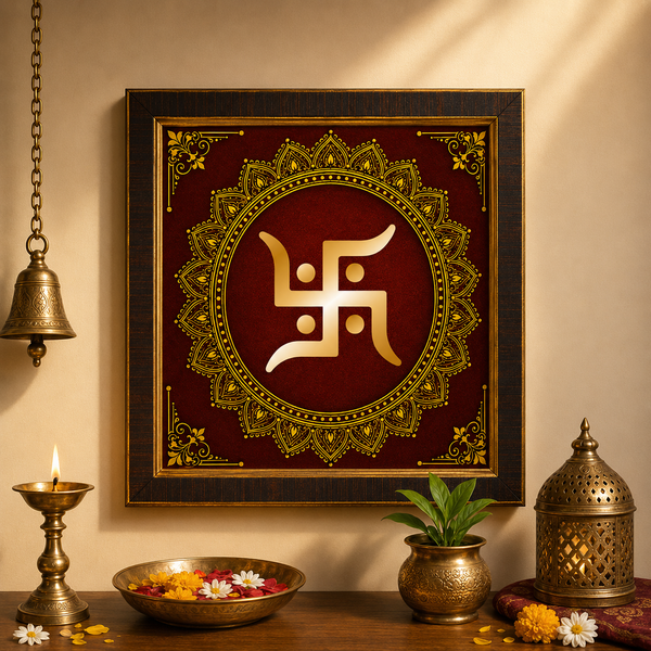 Swastik Mandala Acrylic Photo Frame | Premium Auspicious Wall Decor | Hindu Spiritual Wall Frame for Home, Office & Pooja Room