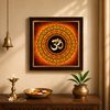 Premium Om Symbol Wooden Photo Frame | Golden OM Mandala Wall Decor | Vastu & Spiritual Home Decoration Frame