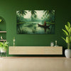 Kerala Backwaters Painting | Tropical Rain Canvas Wall Art | Monsoon Landscape Painting