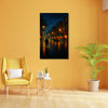 Romantic City Rain Walk | Couple Under Umbrella On Wet | Canvas Art Perfect For Bedrooms, Hallways & Cafe Walls