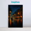 Romantic City Rain Walk | Couple Under Umbrella On Wet | Canvas Art Perfect For Bedrooms, Hallways & Cafe Walls