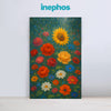 Blooming Rainy Garden Canvas Wall Art | Colorful Sunflower and Roses Artwork for Home & Living Room Décor