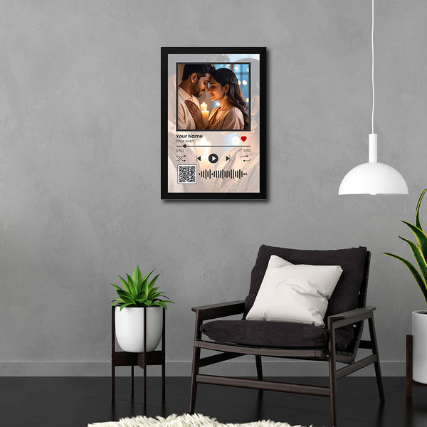 Customized Photo Frame with Song QR Code | Personalized Spotify Music Plaque with Picture & Scanable Code for Romantic Gifts & Home Decor