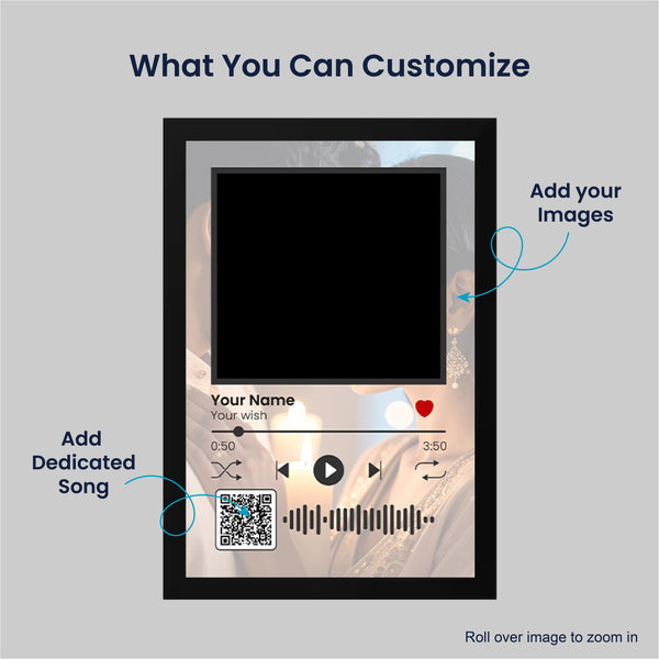 Customized Photo Frame with Song QR Code | Personalized Spotify Music Plaque with Picture & Scanable Code for Romantic Gifts & Home Decor