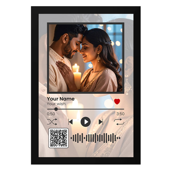 Customized Photo Frame with Song QR Code | Personalized Spotify Music Plaque with Picture & Scanable Code for Romantic Gifts & Home Decor