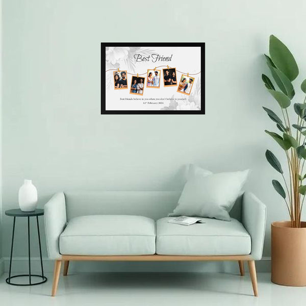 Personalized Best Friend Photo Frame | Custom Friendship Gift with Hanging Polaroid Style Photos | Thoughtful Gift for Friends