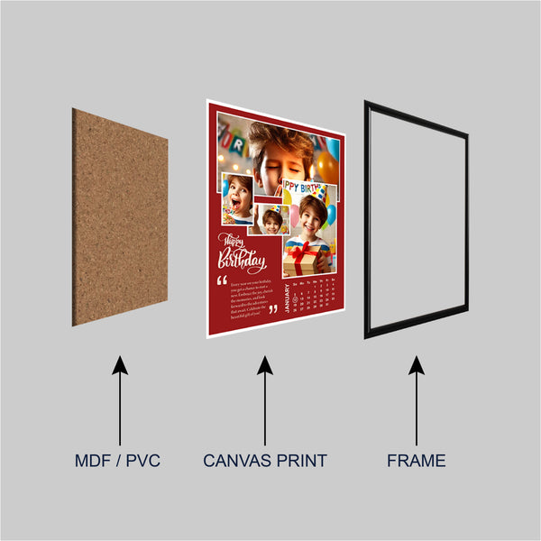 Personalized Happy Birthday Photo Frame | Custom Collage Frame with Calendar & Message | Unique Birthday Gift for Kids & Loved Ones