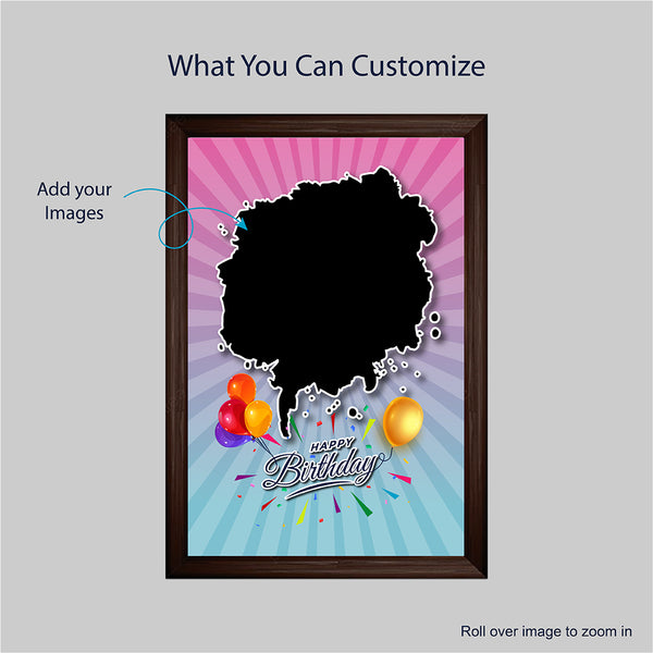 Customized Happy Birthday Photo Frame | Custom Single Photo with Colorful Balloon Design | Fun Birthday Gift