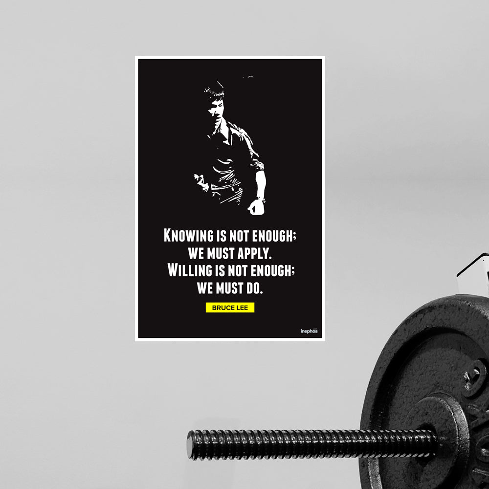 Tableau Déco Bruce Lee - Citation Motivation, Toile/cadre Prêt à Accrocher !
