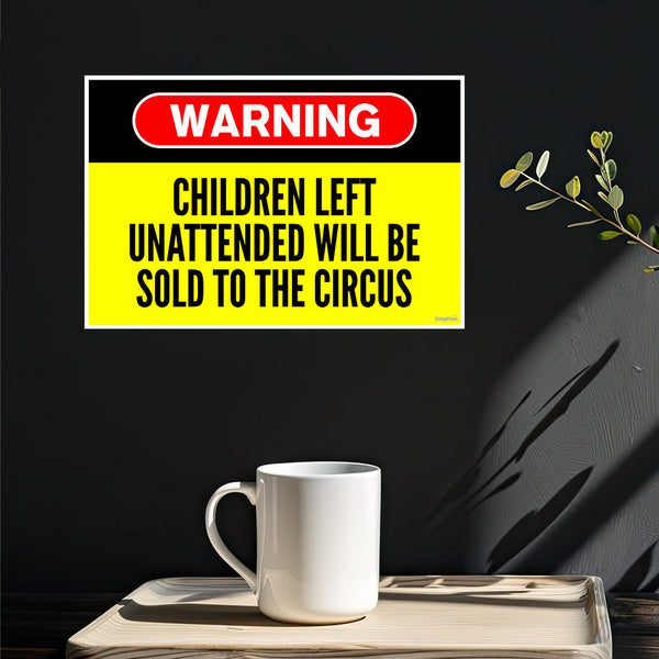 Warning Sign | Funny Poster | Parenting Theme| Humorous Home, Office and Playroom Decor