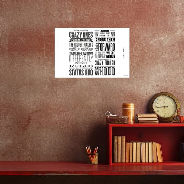 Steve Jobs Quote Vinyl Wall Poster | Two-Column Think Different Motivational Poster for Office, Study & Home