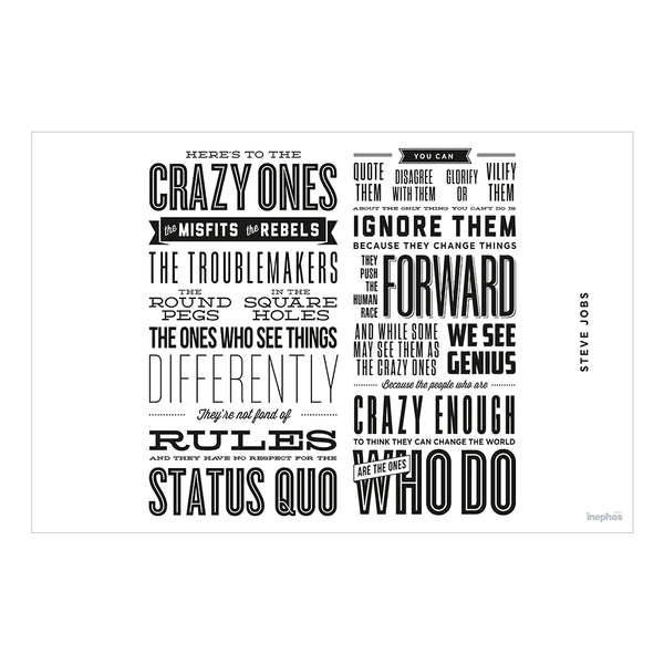 Steve Jobs Quote Vinyl Wall Poster | Two-Column Think Different Motivational Poster for Office, Study & Home