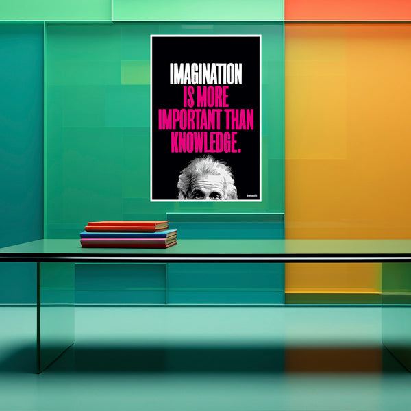 Albert Einstein Quote Wall Poster | Imagination is More Important Than Knowledge | Motivational Poster for Students & Creatives