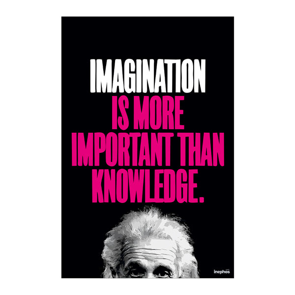 Albert Einstein Quote Wall Poster | Imagination is More Important Than Knowledge | Motivational Poster for Students & Creatives