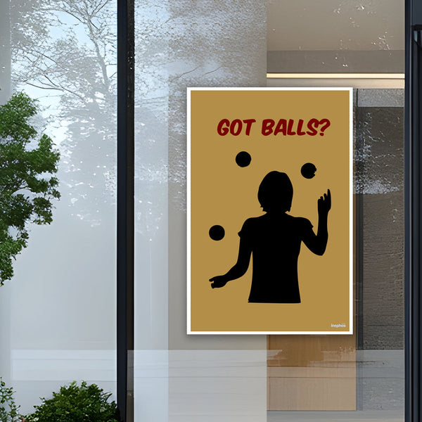 Humorous Juggling Silhouette Poster | Retro Fun Wall Art | Game Room and Gym Decor