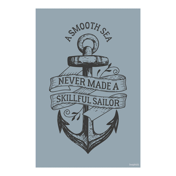 A Smooth Sea Never Made a Skillful Sailor | Motivational Anchor Poster for Office, Home, or Gym Decor | Nautical Wall Art