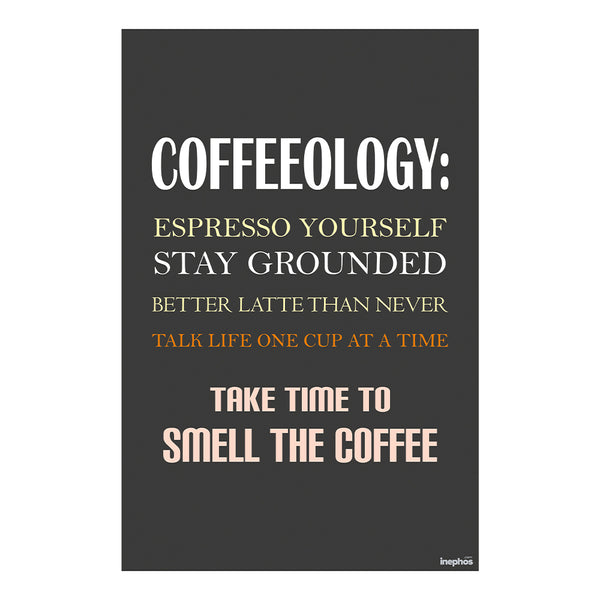 Coffeeology Quote Poster | Funny Coffee Wall Art for Kitchen | Espresso Yourself Motivational Print for Cafe, Office & Coffee Lovers