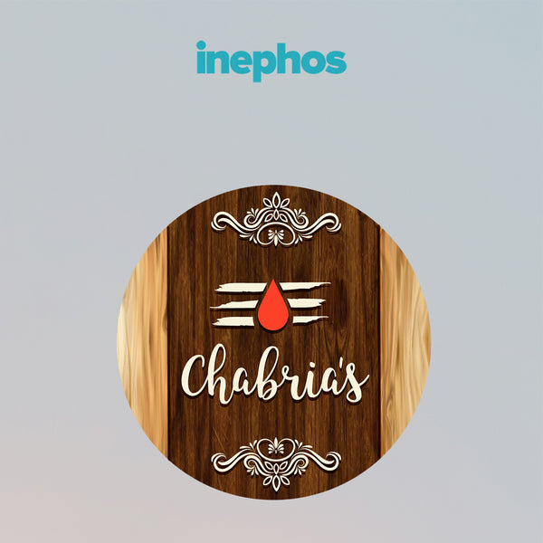 Rustic Round Trishul Name Plate | Spiritual & Artistic Wooden Wall Decor