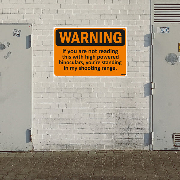 Warning Shooting Range | Funny Wall Poster for Factory, Garage, or Personal Space | Orange & Black Caution Design