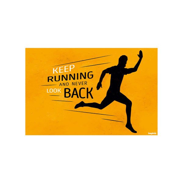 Keep Running and Never Look Back | Motivational Wall Poster for Gym, Office, or Home | Bold Orange Runner Art
