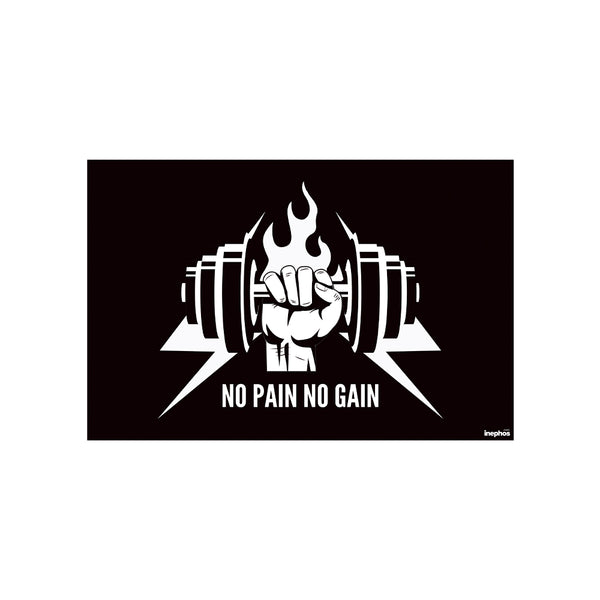 No Pain No Gain Gym Motivation Poster | Bold Fitness Wall Art for Home Gym, Workout Room & Fitness Studio