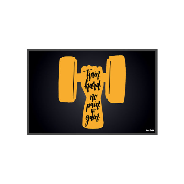 Train Hard No Pain No Gain Fitness Poster | Bold Dumbbell Wall Art for Home Gym, Workout Studio & Fitness Motivation