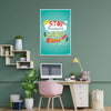 Stop Dreaming Let’s Doing Poster | Motivational Quote Wall Art for Kids Room, Study, Office & Startups | Teal Background with Fun Rocket Design