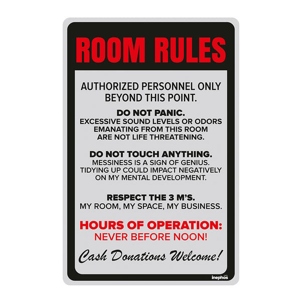 Room Rules Vinyl Wall Poster | Funny Door Sign Poster for Room Door | Teen Room Wall Decor | Gift for Students & Hosteler