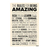 The Rules for Being Amazing Vinyl Wall Poster | Inspirational Poster for Home & Office Wall Decoration