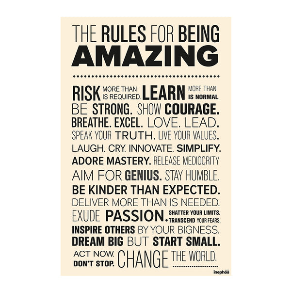 The Rules for Being Amazing Vinyl Wall Poster | Inspirational Poster for Home & Office Wall Decoration