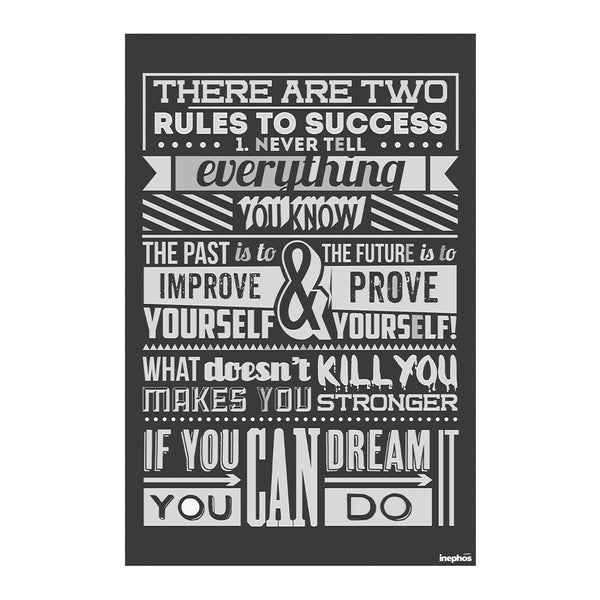 Two Rules to Success Motivational Poster | Black & White Inspirational Quote Wall Art | Office & Home Study Room Decor