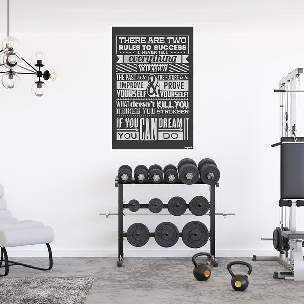 Two Rules to Success Motivational Poster | Black & White Inspirational Quote Wall Art | Office & Home Study Room Decor