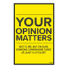 Your Opinion Matters | Funny Sarcastic Quote Poster | Bold Yellow Vinyl Wall Art for Office, Dorm, or Room Decor
