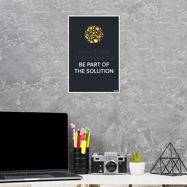 Be Part of the Solution Motivational Poster | Modern Quote Wall Art for Office, School & Workspace