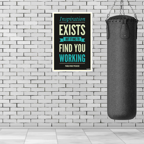 Inspiration Exists | Pablo Picasso Motivational Quote Poster for Office & Study Room | Wall Art for Hustlers and Dreamers
