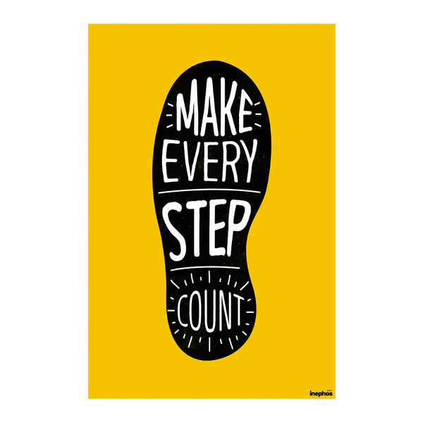 Make Every Step Count | Motivational Quote Poster in Bold Footprint Design | Uplifting Wall Art for Fitness, Study, or Office Spaces