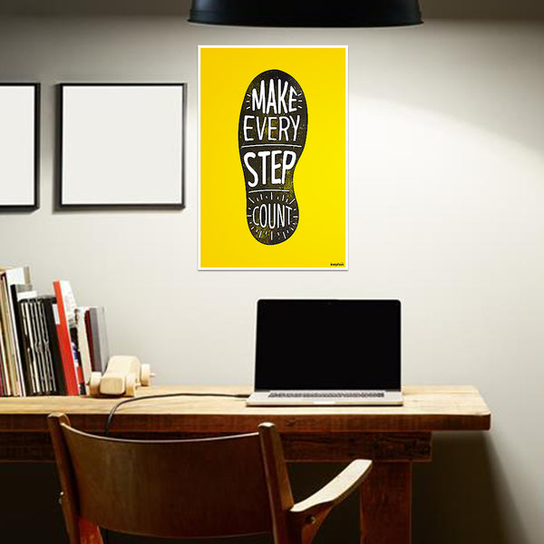 Make Every Step Count | Motivational Quote Poster in Bold Footprint Design | Uplifting Wall Art for Fitness, Study, or Office Spaces