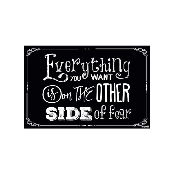 Everything You Want Is on the Other Side of Fear | Bold Motivational Quote Poster | Vintage-Style Black Wall Art for Office, Gym & Study Room
